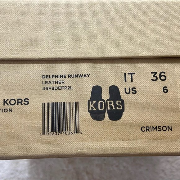 Michael Kors, Delphine Kors Varsity Calf Leather Slide Sandal, Women's Size 6 - Picture 4 of 4